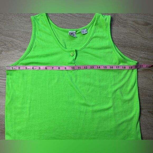 BASIC ESSENTIALS | Vintage Y2K Neon Green Tank Size Large - Picture 3 of 4